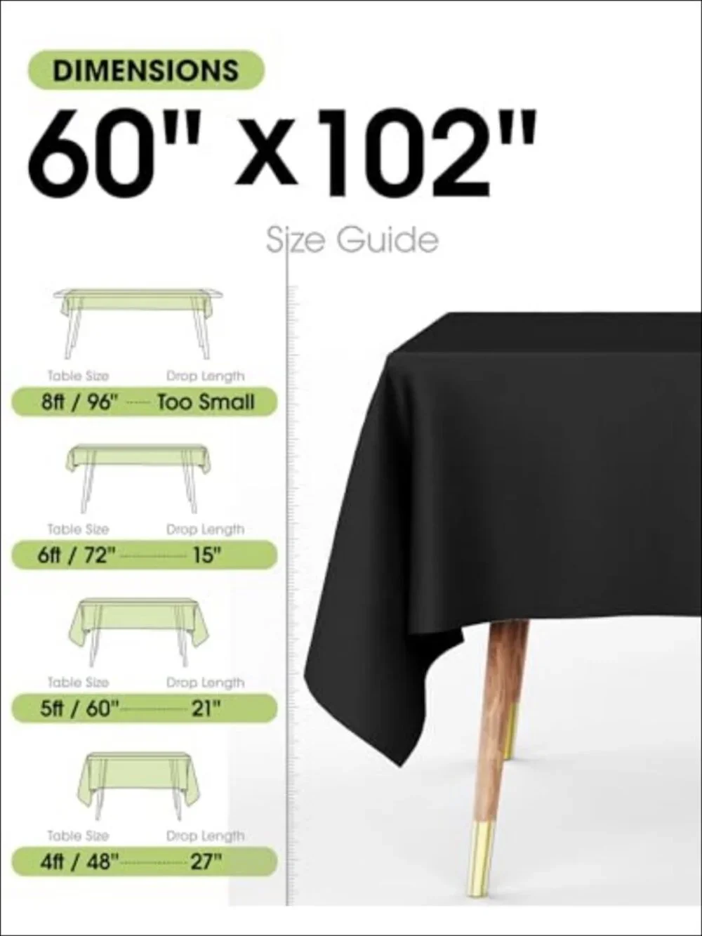 Polyester Tablecloth 60x102 Reusable Washable 12 Pack Rectangular